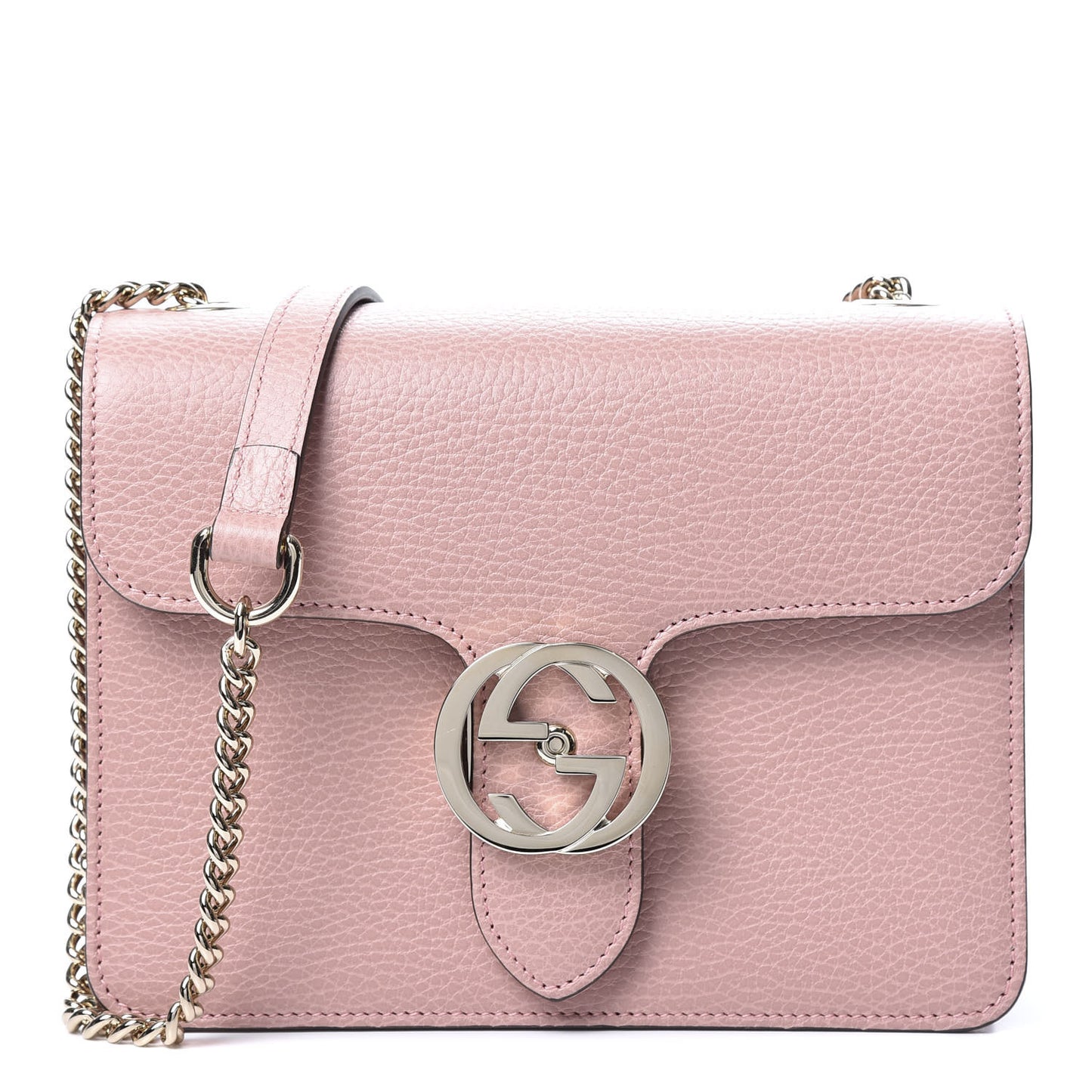 Dollar Calfskin Small Interlocking G Shoulder Bag Soft Pink