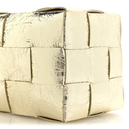 Bottega Veneta Metallic Crushed Nappa Maxi Intrecciato Small Cassette Bucket Bag Gold 8 of 9