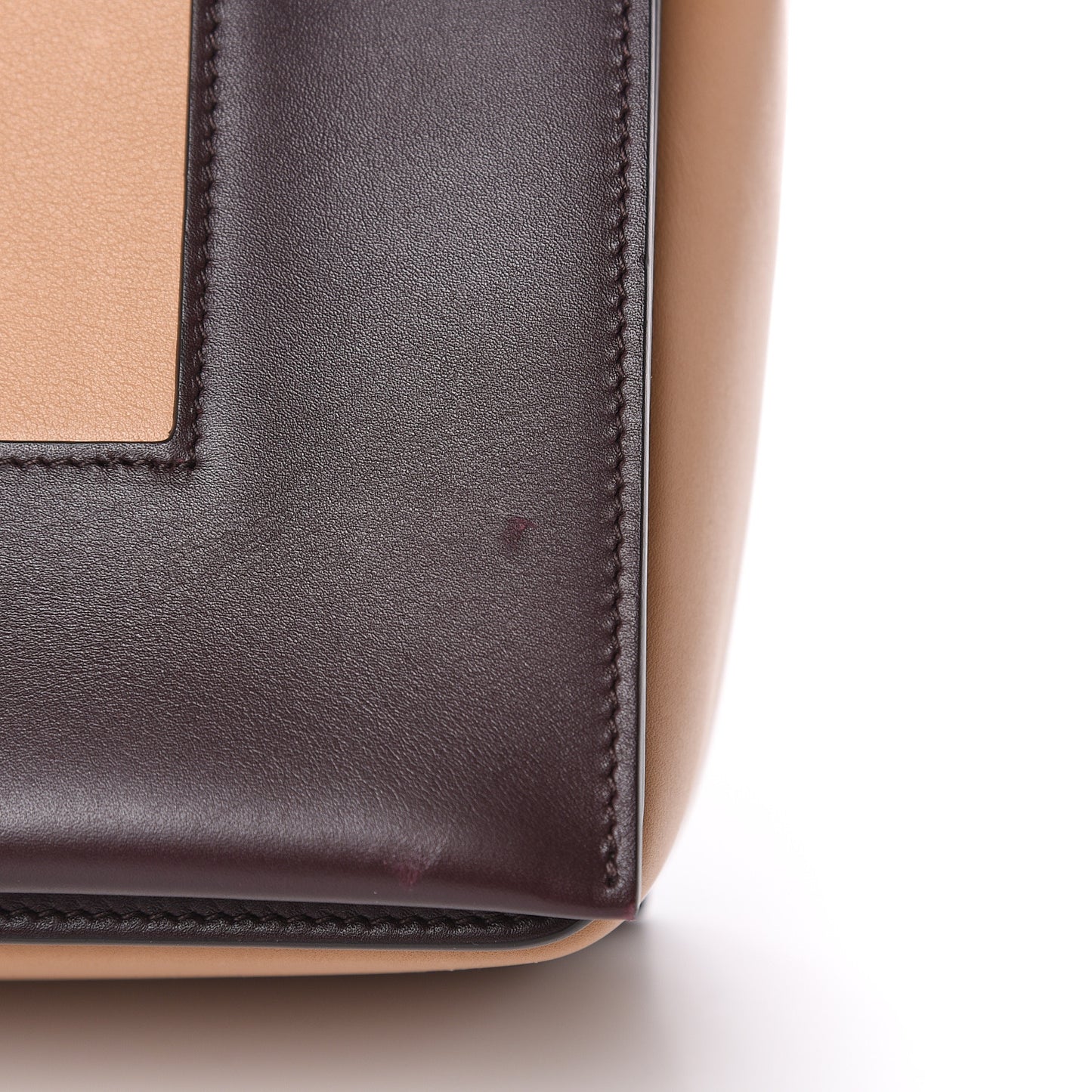 Shiny Smooth Calfskin Medium Frame Shoulder Bag Burgundy Tan