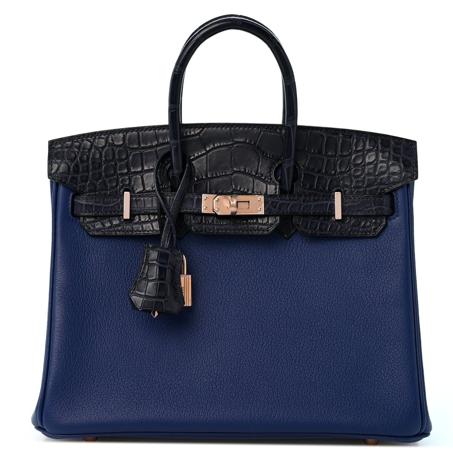 Taurillon Novillo Matte Alligator Birkin Touch 25 Bleu Saphir Marine