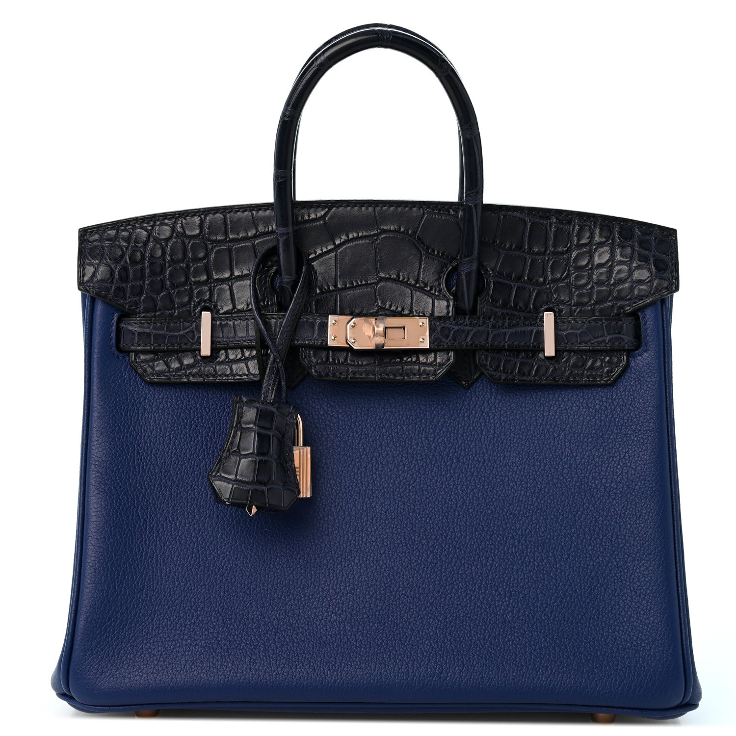 Hermes Taurillon Novillo Matte Alligator Birkin Touch 25 Bleu Saphir Marine 1 of 12
