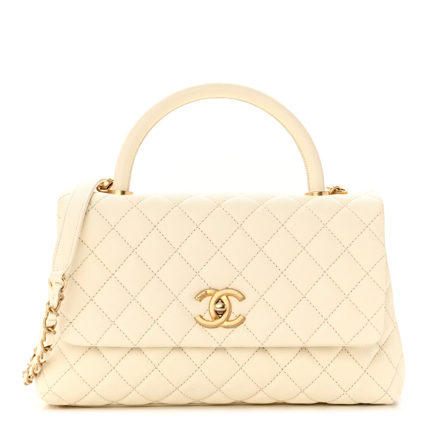 Chanel Caviar Quilted Small Coco Handle Flap White 1 of 10