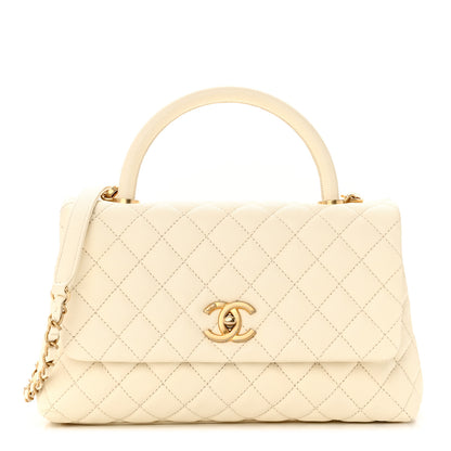 Chanel Caviar Quilted Small Coco Handle Flap White 1 of 10