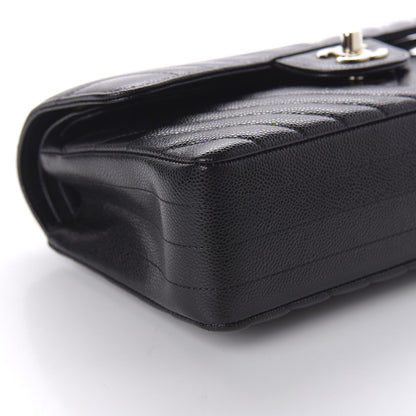 Chanel Caviar Chevron Quilted Small Double Flap Black 7 of 12