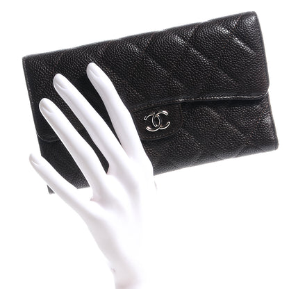 Chanel Caviar Quilted Long Flap Wallet Dark Brown 2 of 9