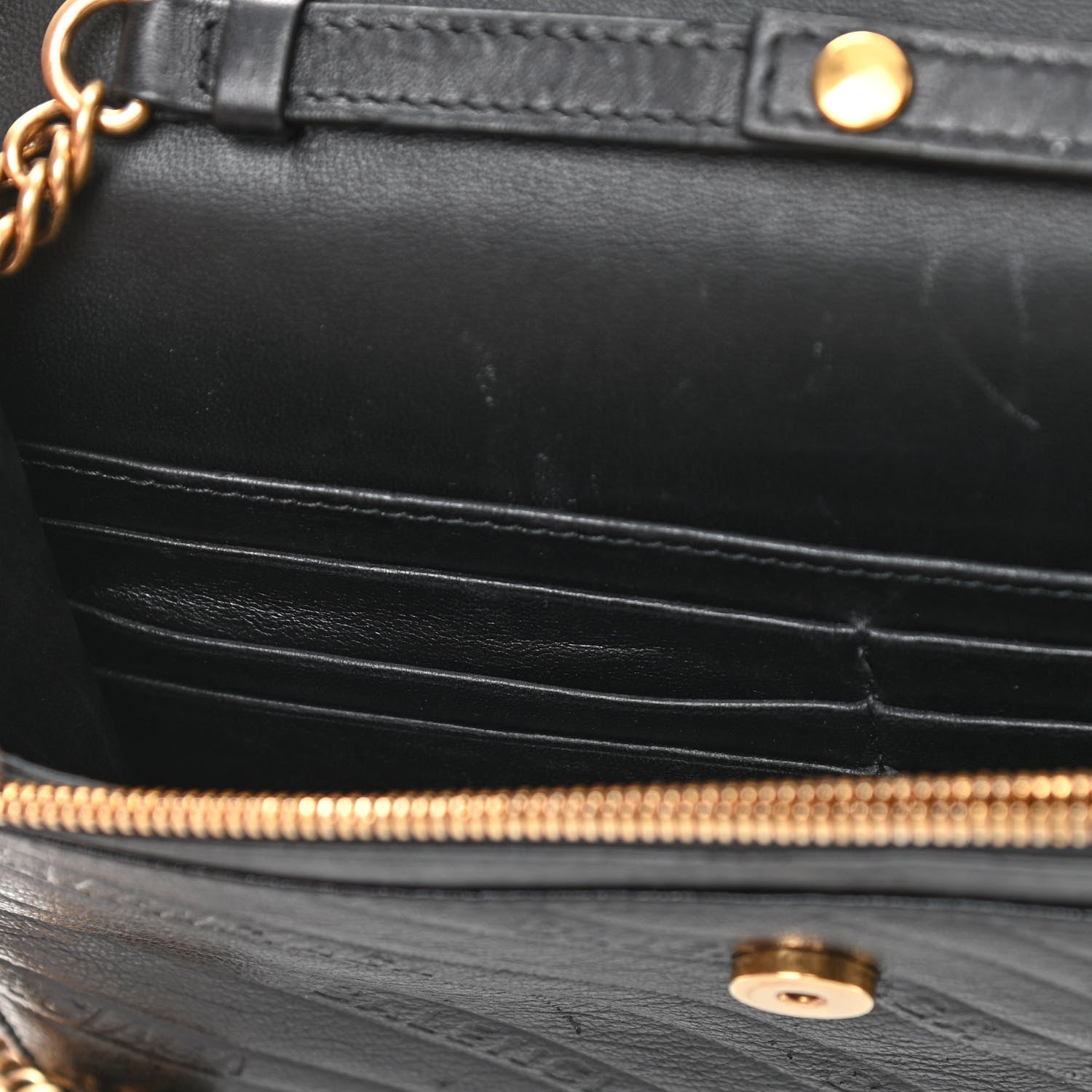 Balenciaga Shiny Goatskin Logo Embossed BB Wallet On Chain Black 12 of 15