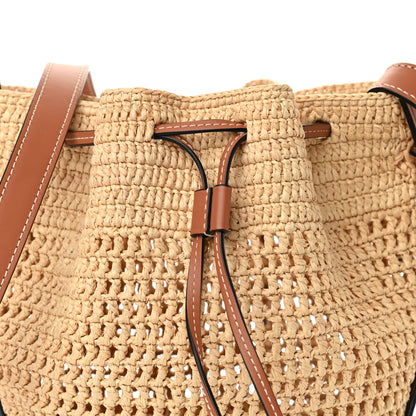 Loewe Raffia Calfskin Balloon Bucket Bag Natural Tan 6 of 10