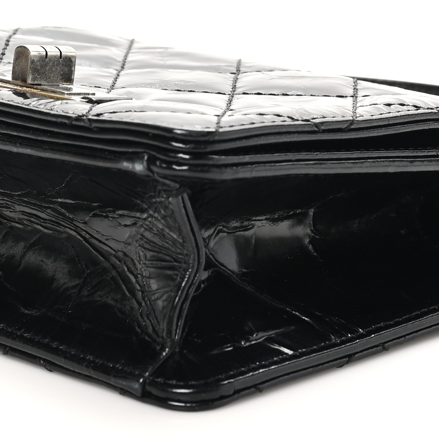 Chanel Glazed Crumpled Calfskin Quilted Mini Rita Top Handle Flap Black 10 of 11