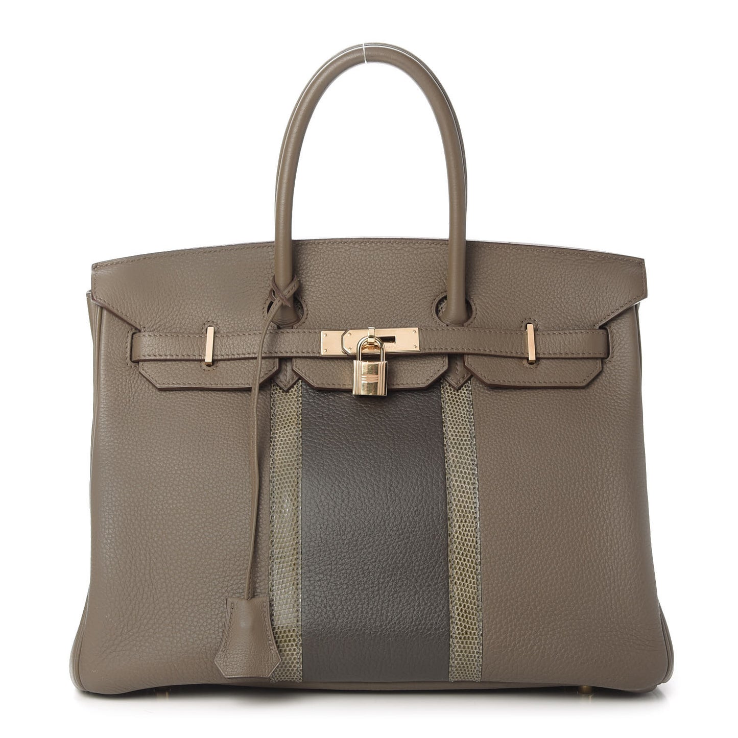 Taurillon Clemence Lizard Club Birkin 35 Etain Graphite