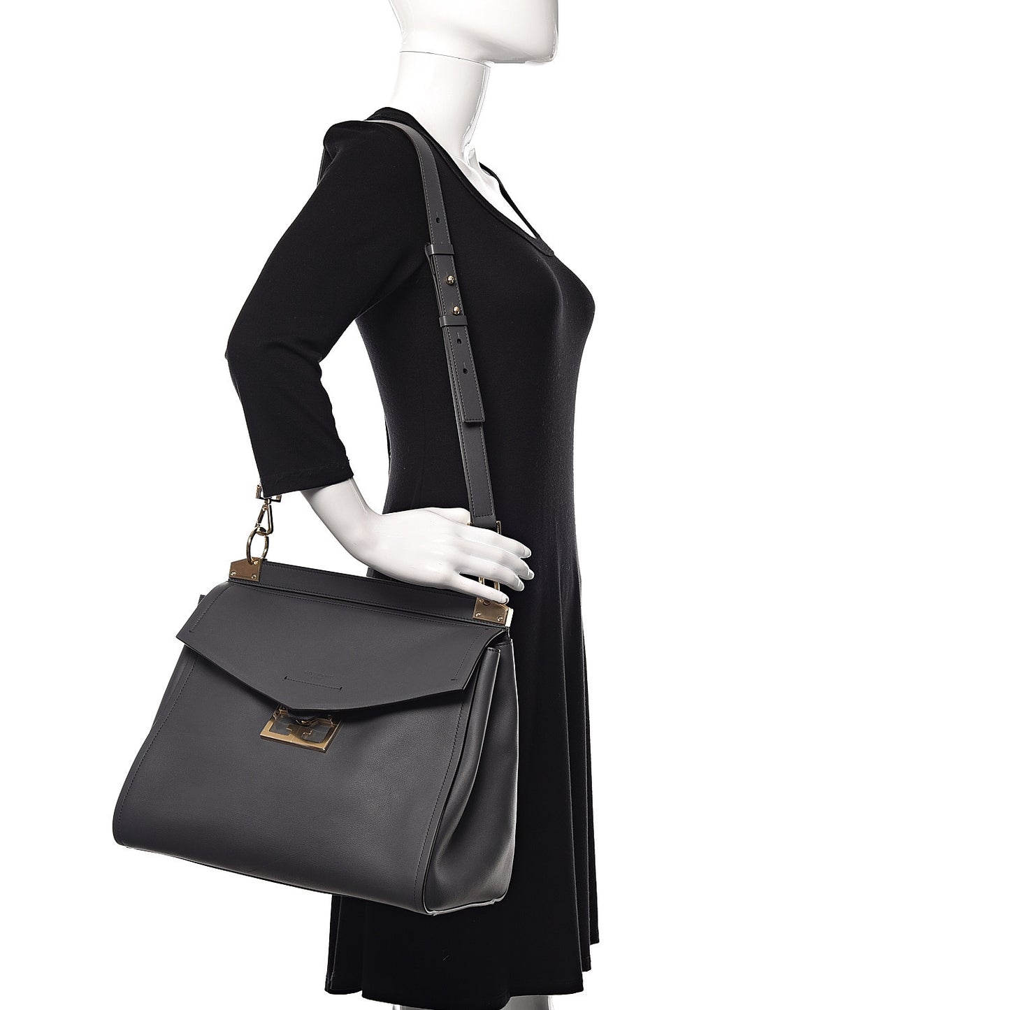Calfskin Medium Mystic Shoulder Bag Storm Grey