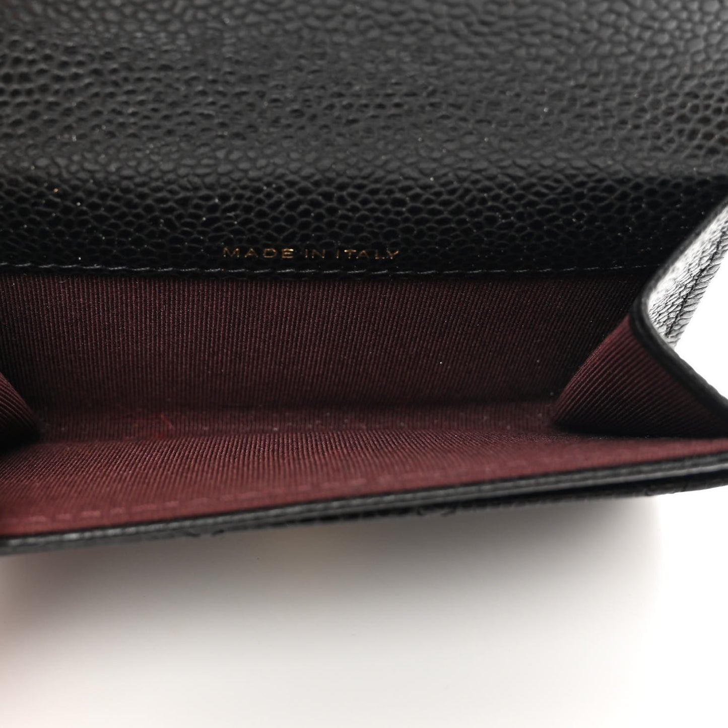 Caviar Quilted Flap Card Holder Wallet Black