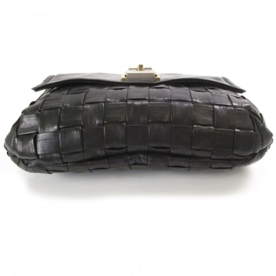 Woven Leather Hutton Clutch