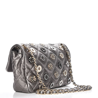 Chanel Metallic Lambskin Perforated Quilted Medium CC Medals Flap Grey 3 of 7