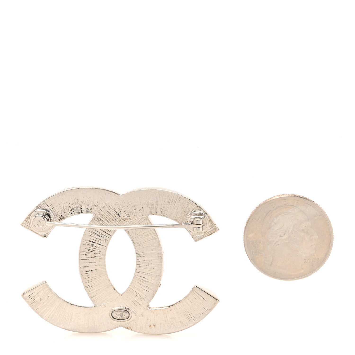 Chanel Baguette Crystal CC Brooch Silver 2 of 4