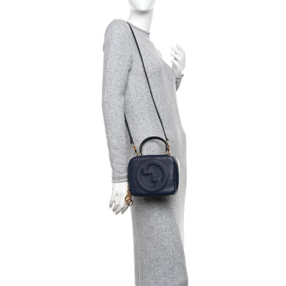 Gucci Sakai Be Green Calfskin Diagonal Stitched Blondie Top Handle Bag Blue Agata 3 of 11