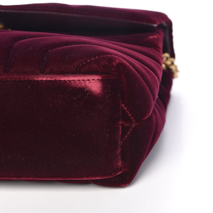 Saint Laurent Velvet Y Quilted Monogram Small Loulou Chain Satchel Burgundy 9 of 15