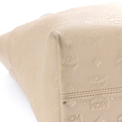 MCM Calfskin Ottomar Monogram Medium Klara Top Zip Tote New Beige 10 of 17