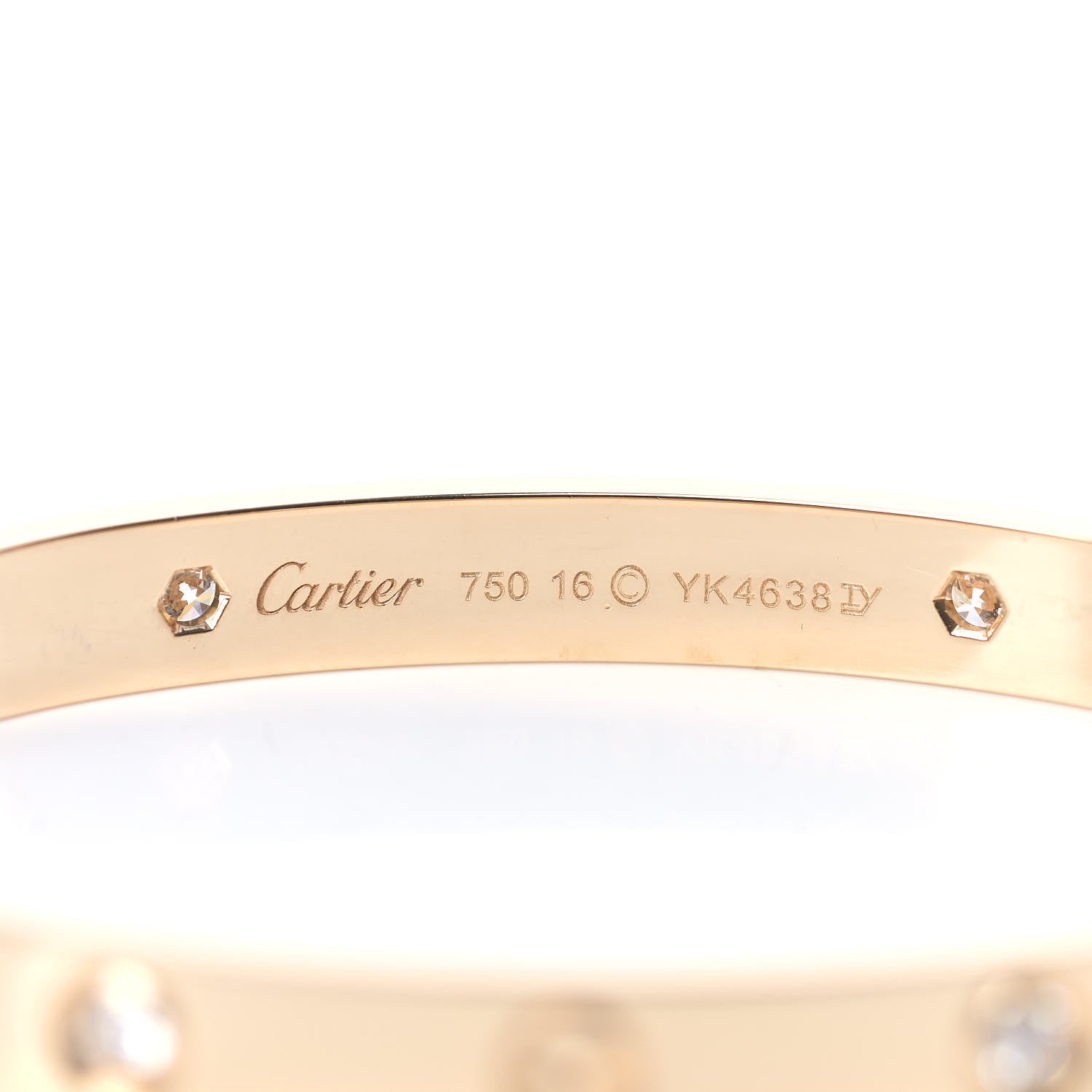 Cartier 18K Yellow Gold 4 Diamond LOVE Bracelet 16 4 of 6