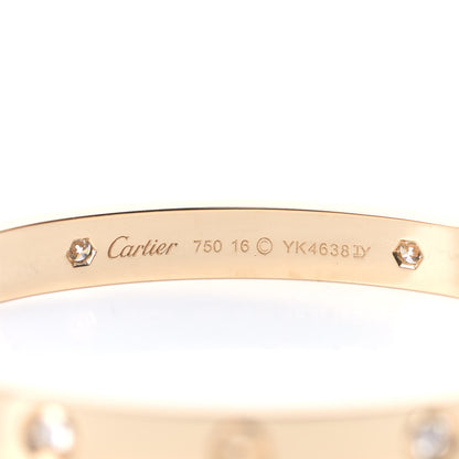 Cartier 18K Yellow Gold 4 Diamond LOVE Bracelet 16 4 of 6