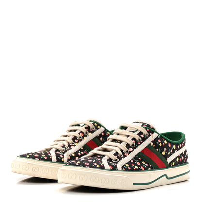 Gucci X LIBERTY OF LONDON Canvas Web Holly Print Womens 1977 Tennis Sneakers 38.5 Black Peach Mystic White 3 of 9