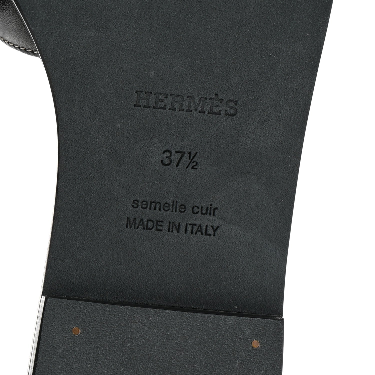 Hermes Box Calfskin Oran Sandals 37.5 Black 8 of 9