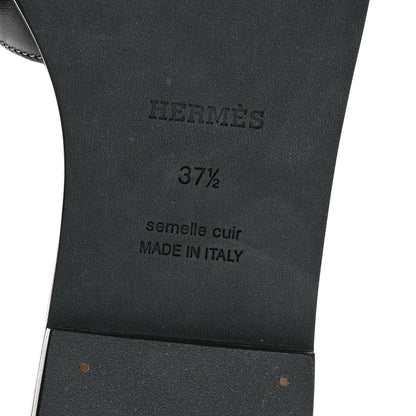 Hermes Box Calfskin Oran Sandals 37.5 Black 8 of 9