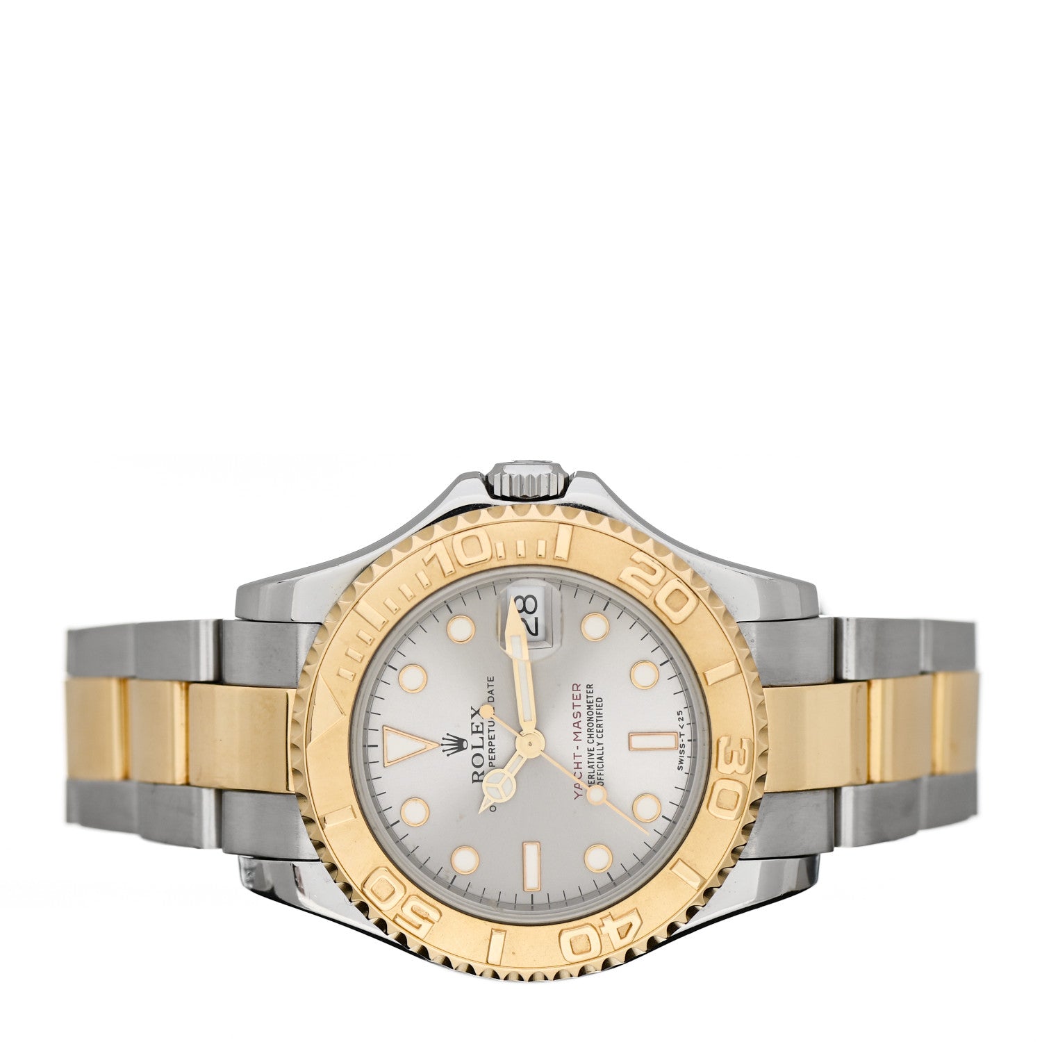 Rolex Stainless Steel 18K Yellow Gold 35mm Oyster Perpetual Date Yacht-Master Watch Silver 68623 2 of 4