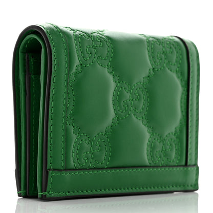 Gucci Calfskin GG Matelasse Card Case Wallet Spring Green 3 of 8