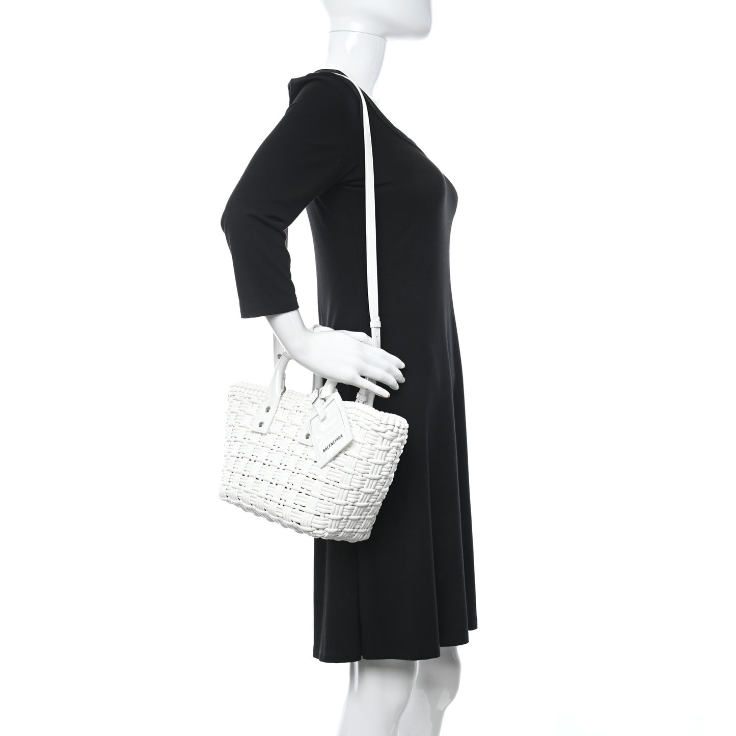 Varnished Faux Calfskin Braided XS Bistro Basket White