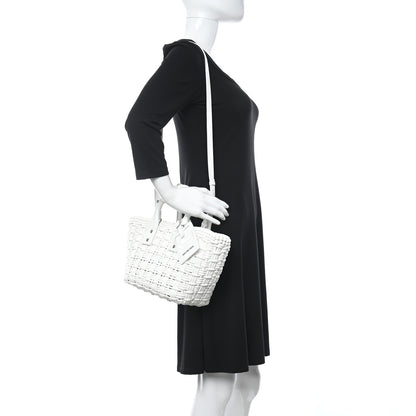 Balenciaga Varnished Faux Calfskin Braided XS Bistro Basket White 3 of 10