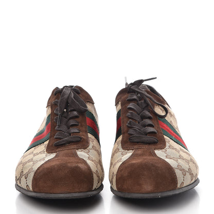 Gucci GG Monogram Suede Vintage Web Mens Sneakers 12.5 Dark Chestnut 2 of 14