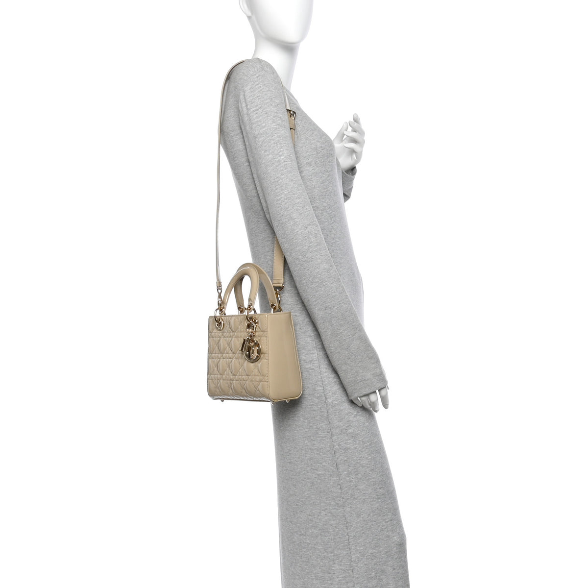 Christian Dior Patent Cannage Small Lady Dior Beige 2 of 10