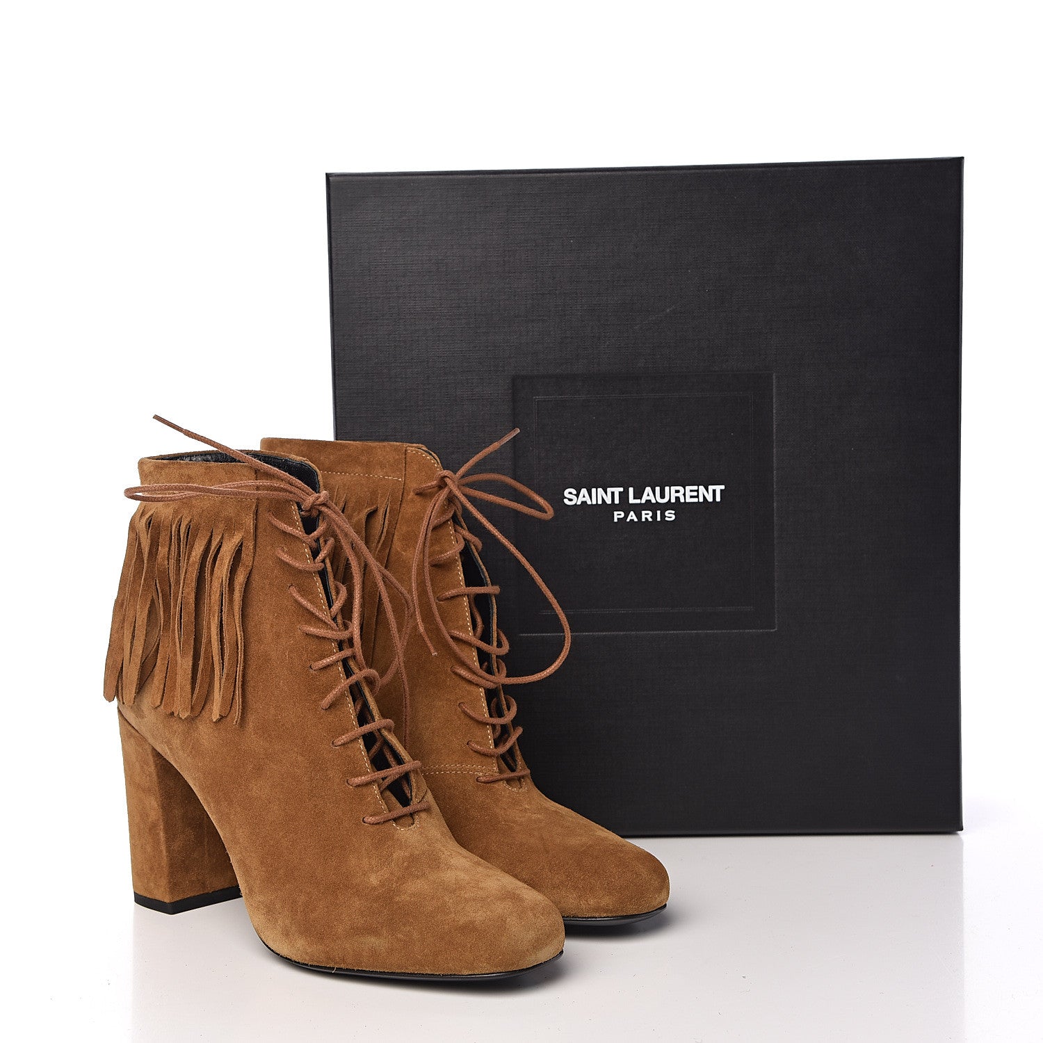 Saint Laurent Suede Babies 90 Fringe Ankle Boots 38 Light Tan 10 of 10