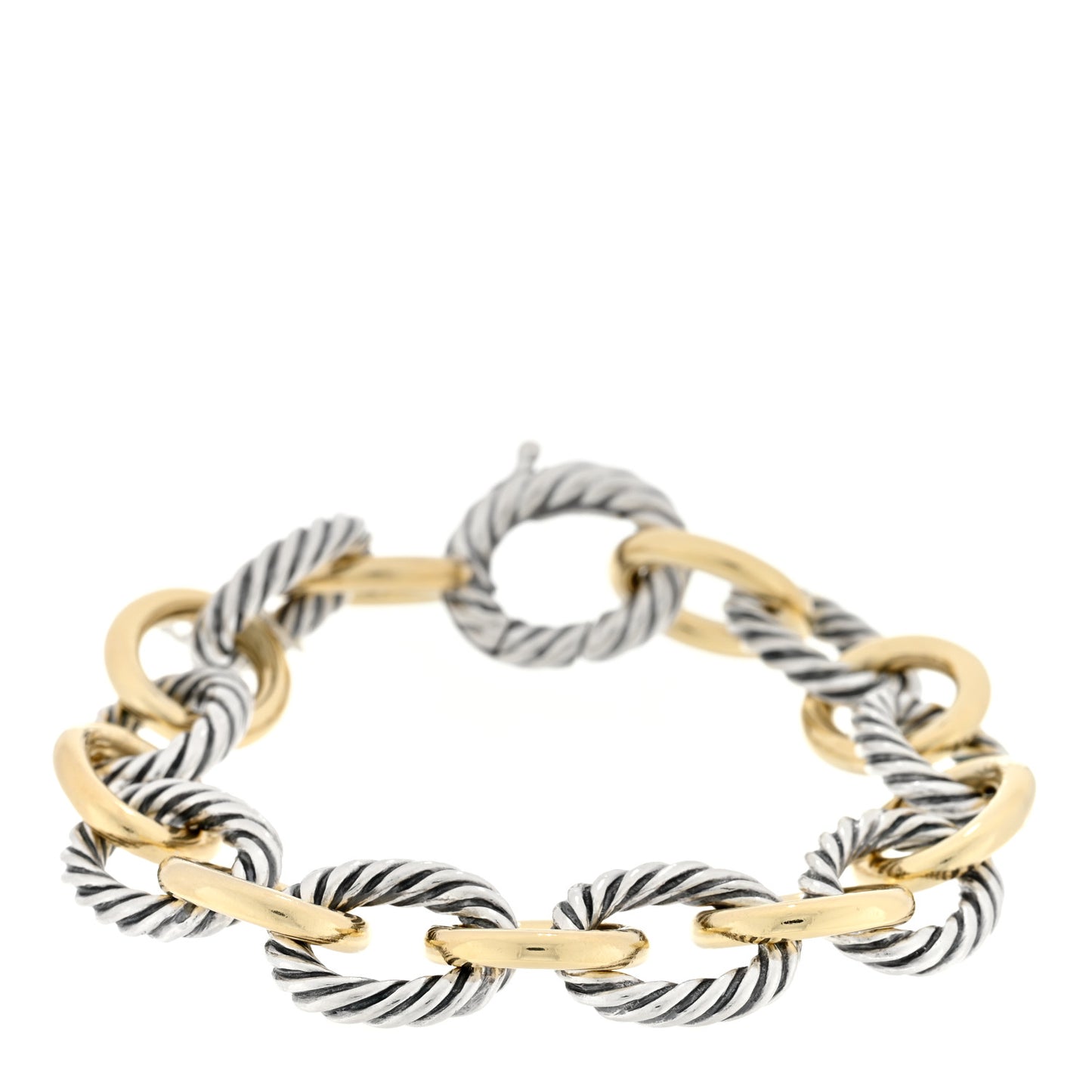 Sterling Silver 18K Yellow Gold 12mm Medium Oval Link Bracelet