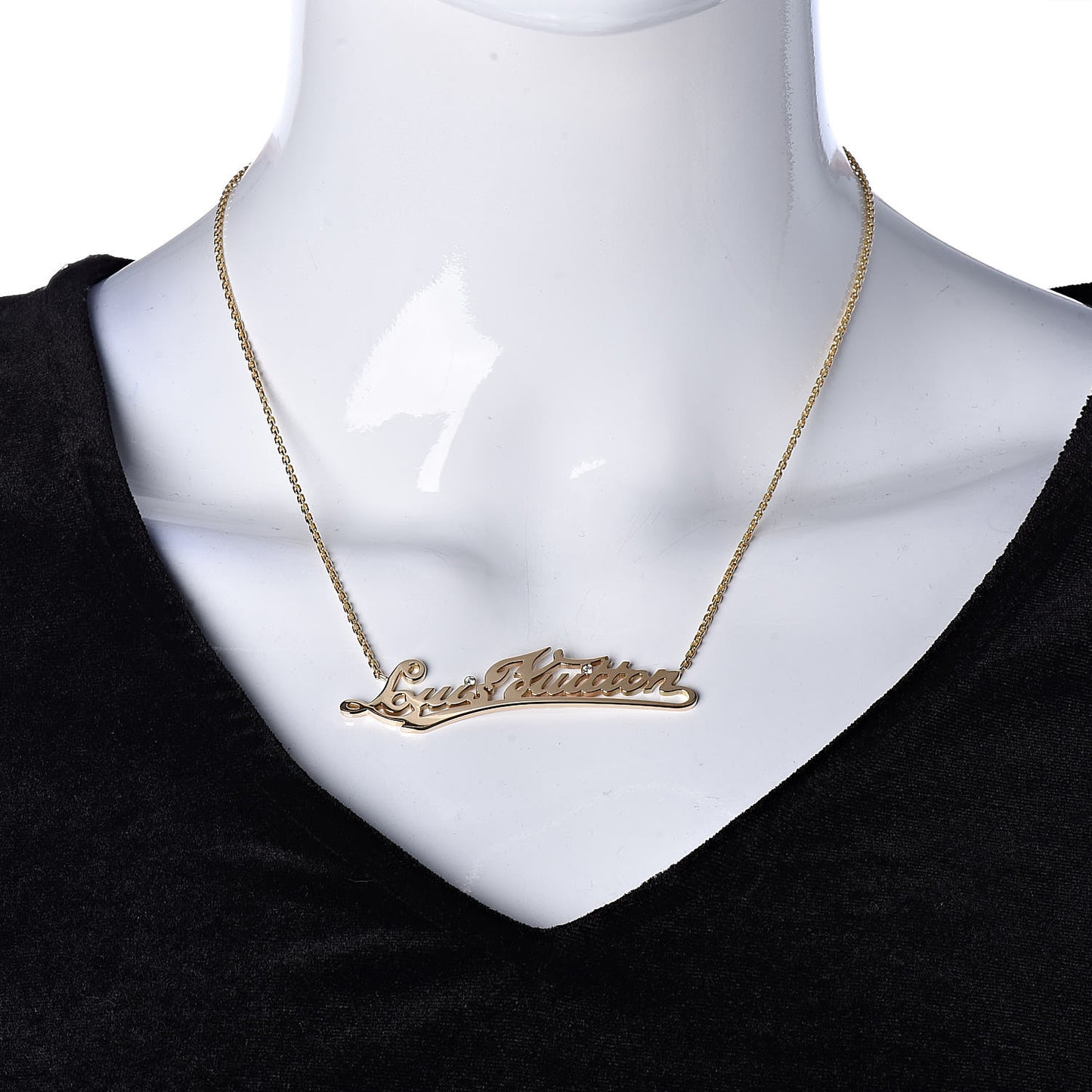18K Yellow Gold Diamond ID Nameplate Necklace