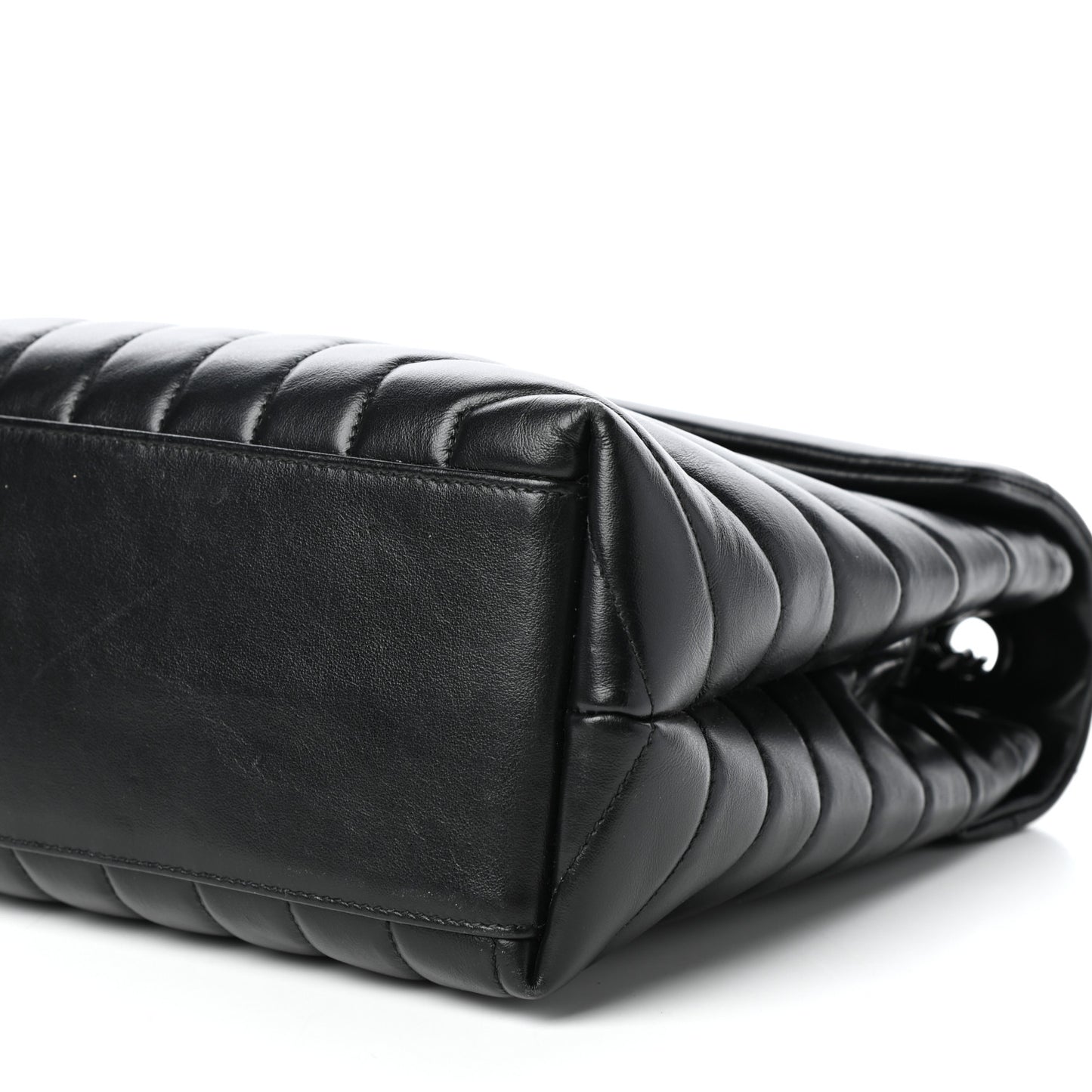 Calfskin Y Quilted Monogram Medium Loulou Chain Satchel Black