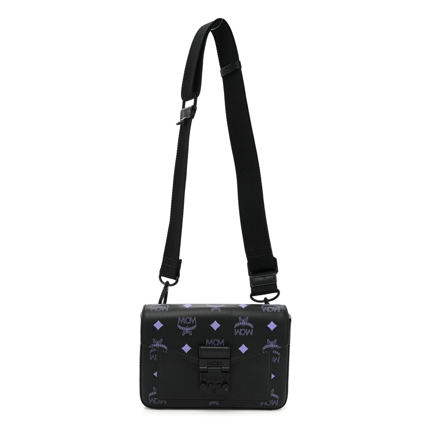 Calfskin Color Splash Logo Crossbody Small Black Purple
