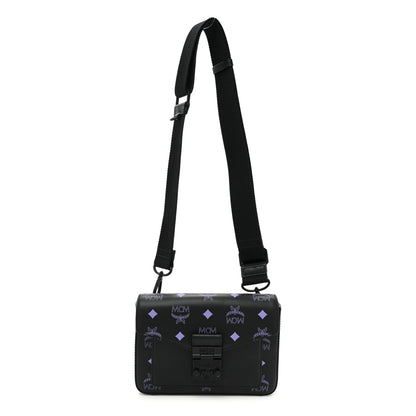 MCM Calfskin Color Splash Logo Crossbody Small Black Purple 1 of 11