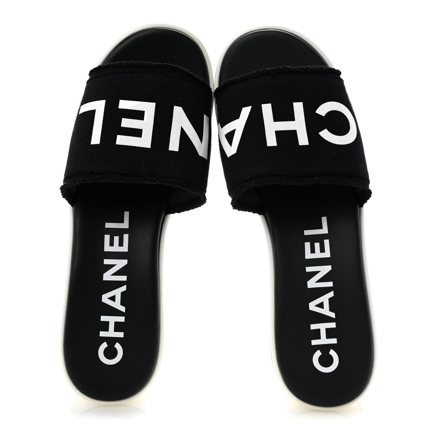 Chanel Cotton Logo Mule Sandals 41 Black White 2 of 10