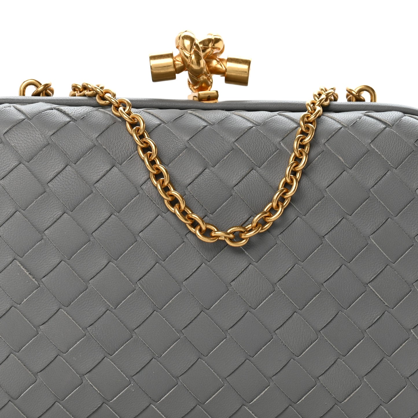 Nappa Intrecciato Chain Knot Clutch Sterling