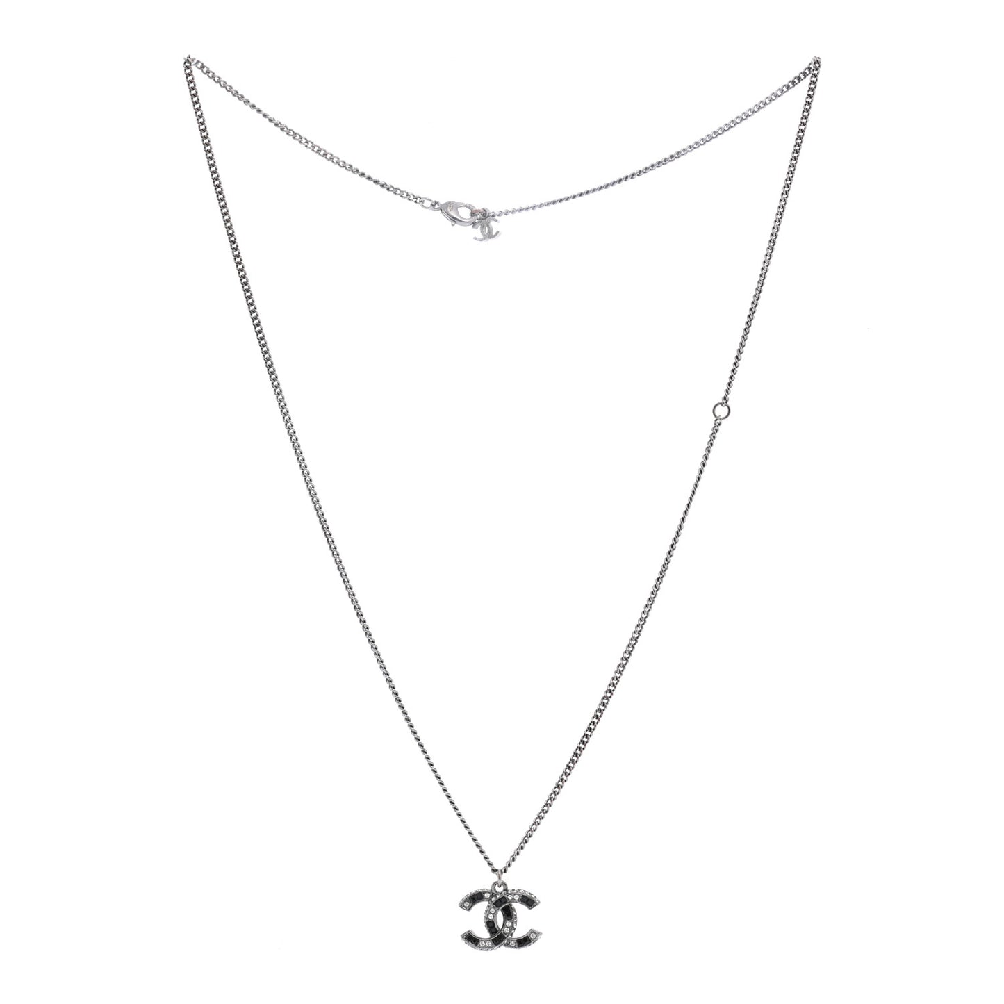 Ruthenium Baguette Crystal CC Necklace Silver Black