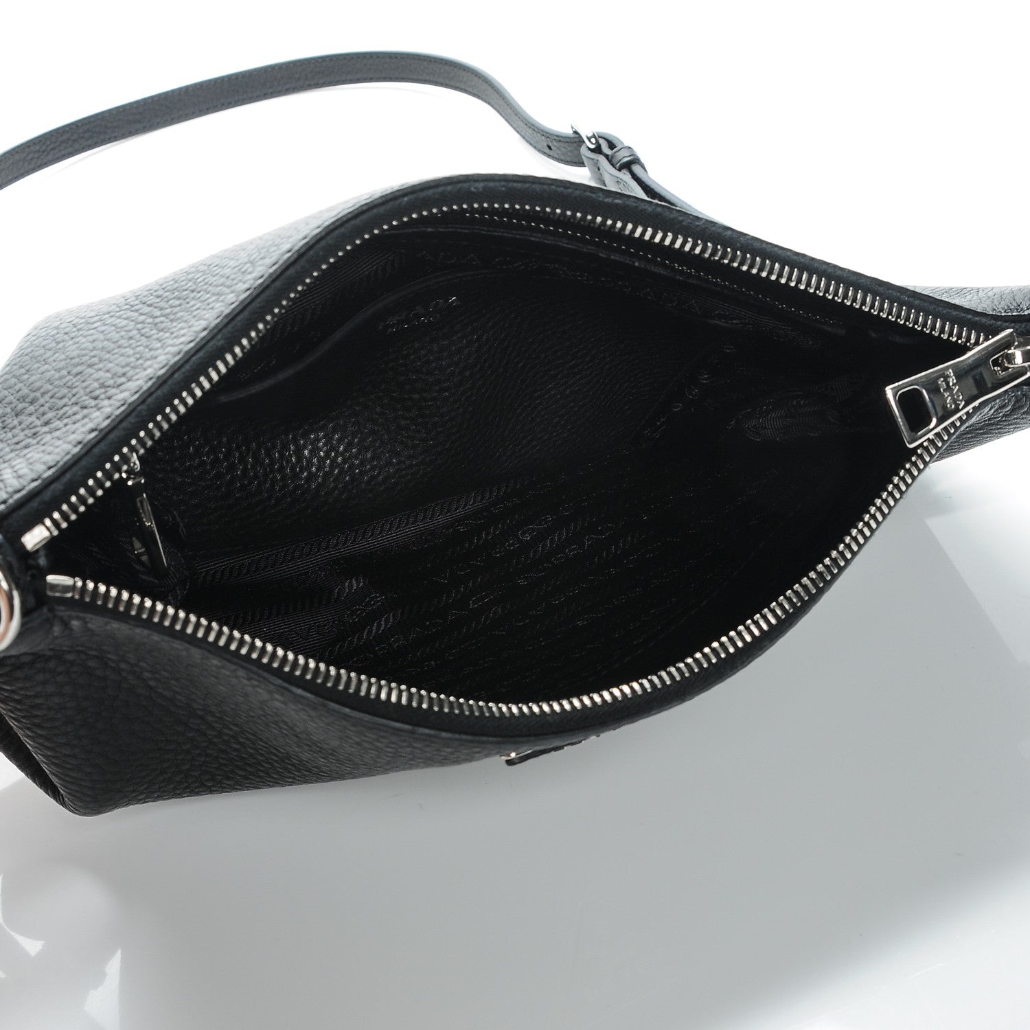 Prada Vitello Daino Zippered Crossbody Bag Black 5 of 7