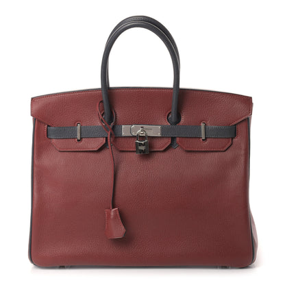Hermes Chevre Mysore Horseshoe Birkin 35 Rouge H Ardoise 1 of 10