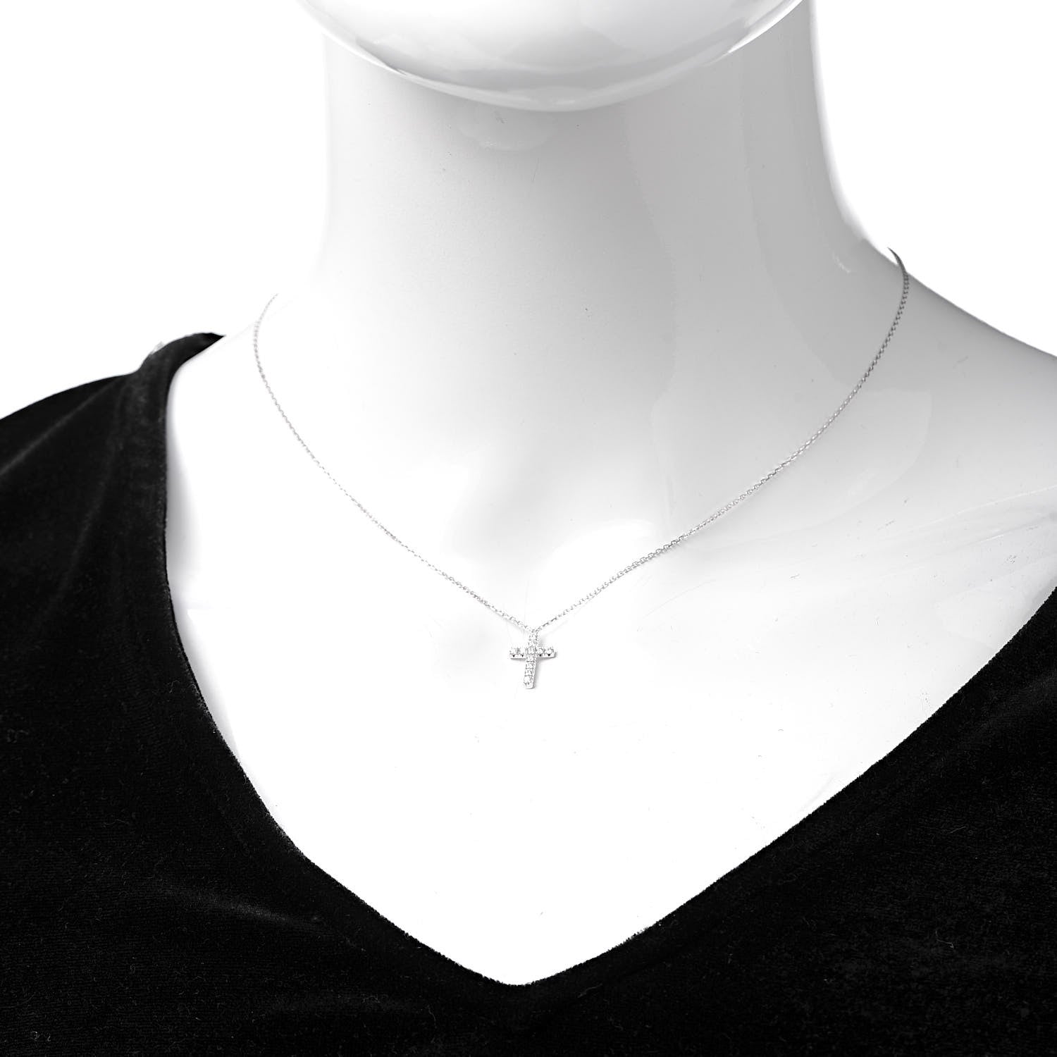 Cartier 18K White Gold Diamond Symbols Cross Pendant Necklace 2 of 5