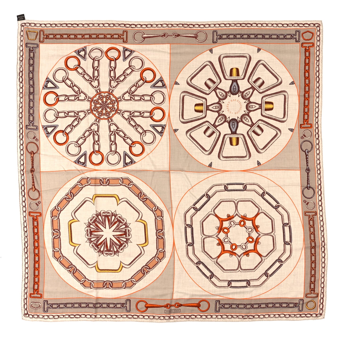 Cashmere Silk L'Effet Kaleidoscope Shawl 140 Natural Brun Orange