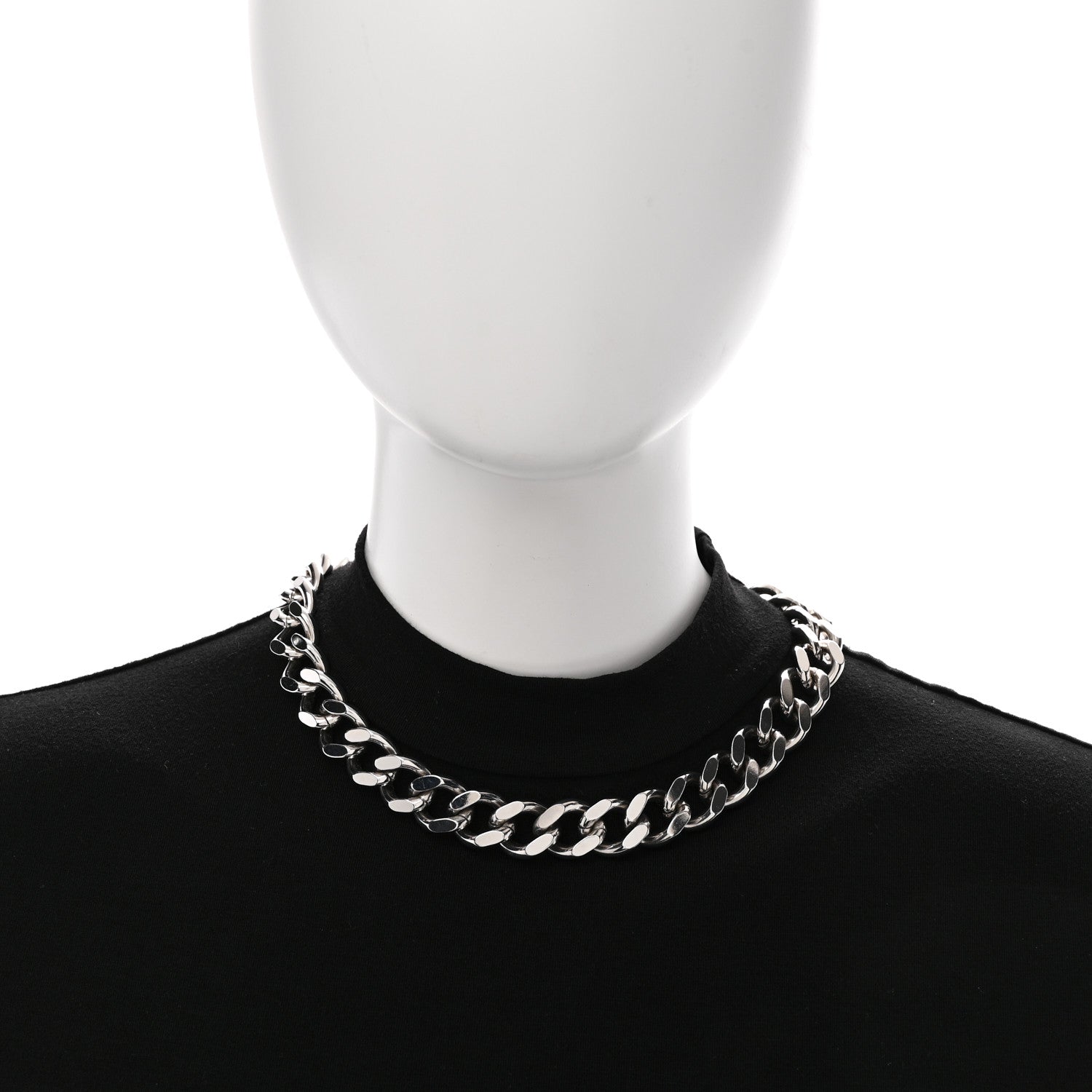 Christian Dior Metal CD Icon Chain Link Necklace Silver 1751375