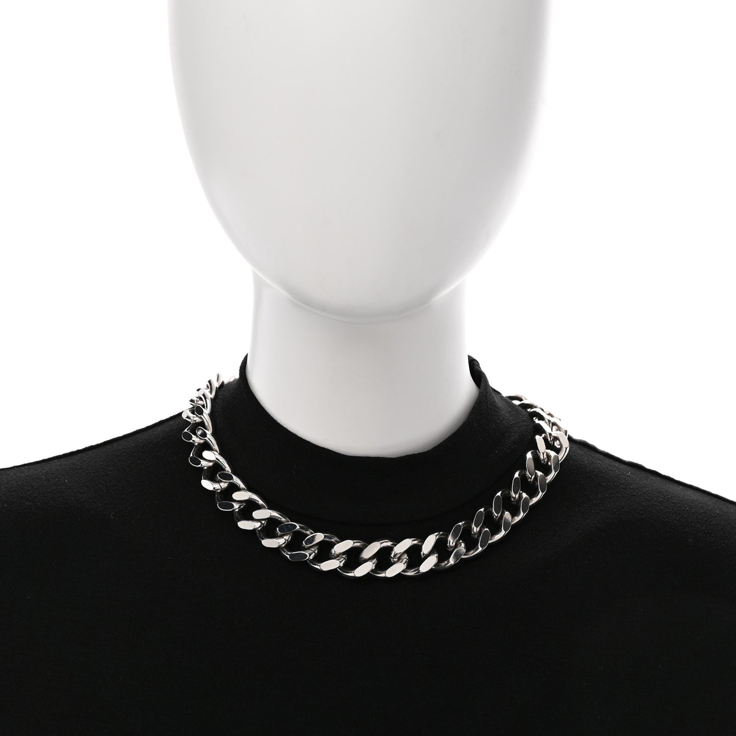 Metal CD Icon Chain Link Necklace Silver