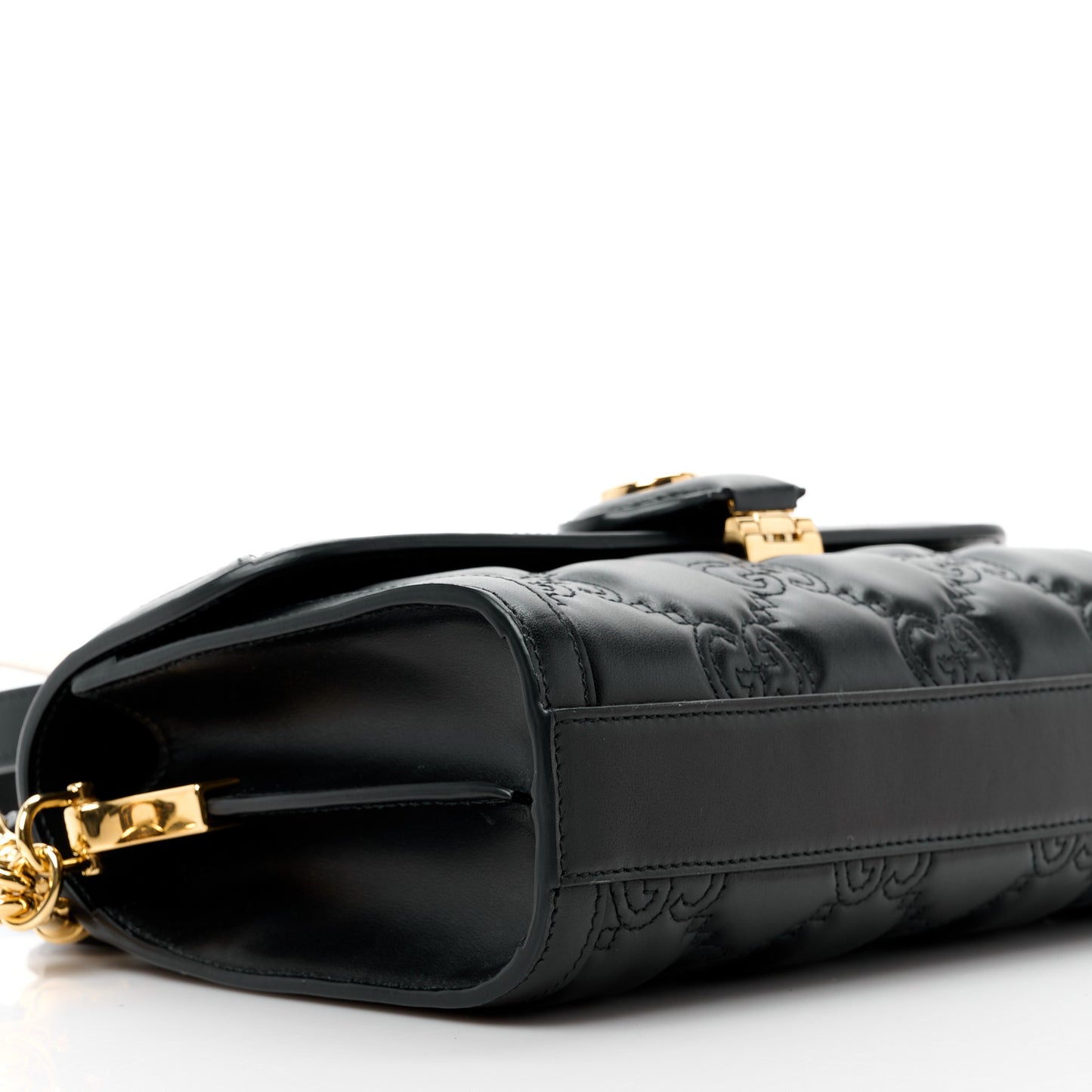 Calfskin GG Matelasse Small Flap Shoulder Bag Black Natural