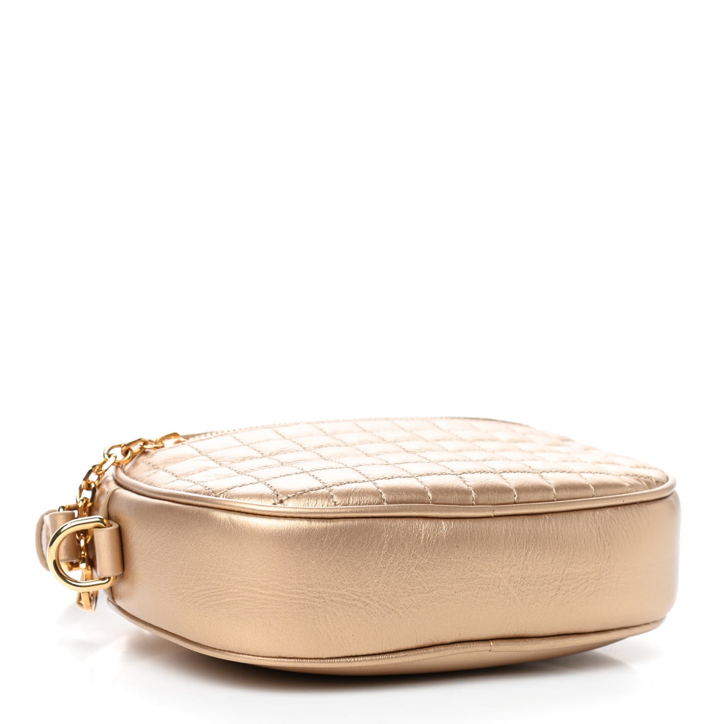 Laminated Calfskin Quilted Small C Charm Bag Gold