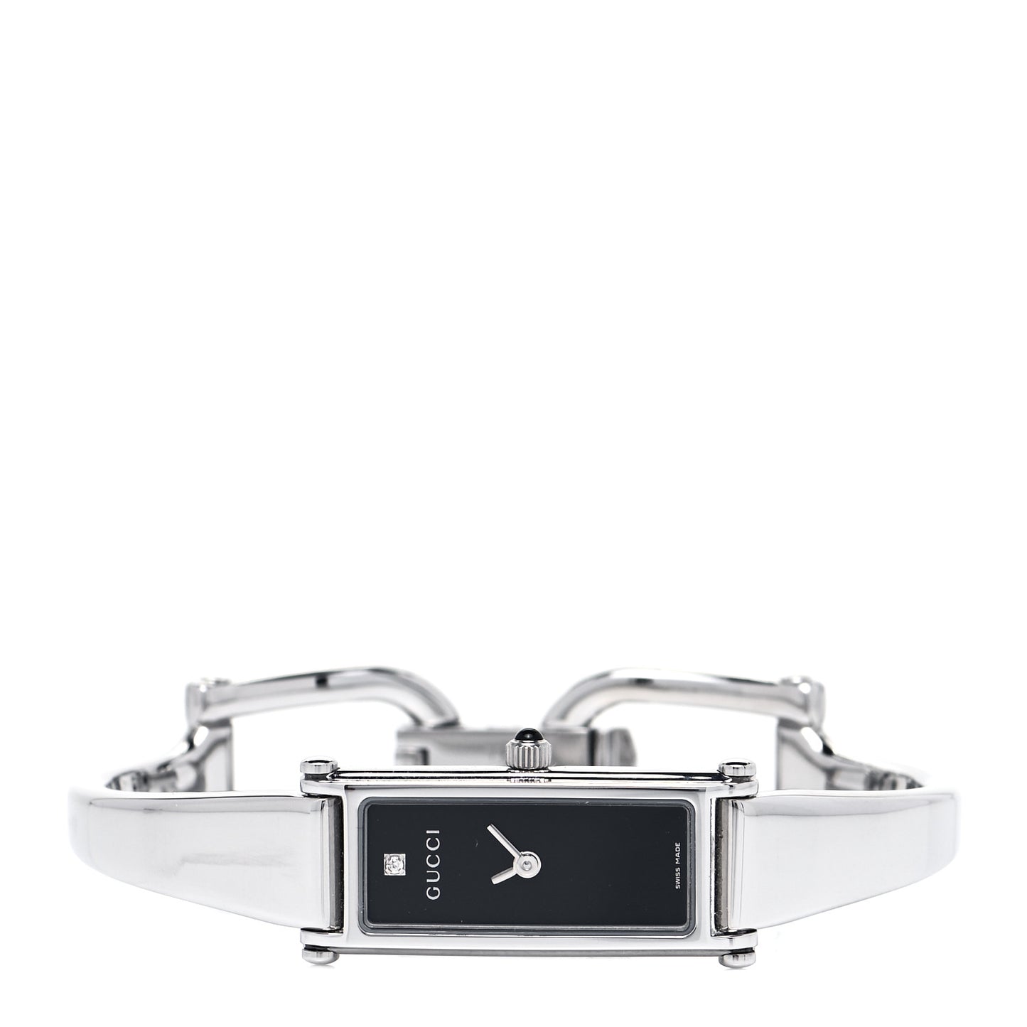 Stainless Steel Diamond 12mm 1500L Horsebit Quartz Watch Black